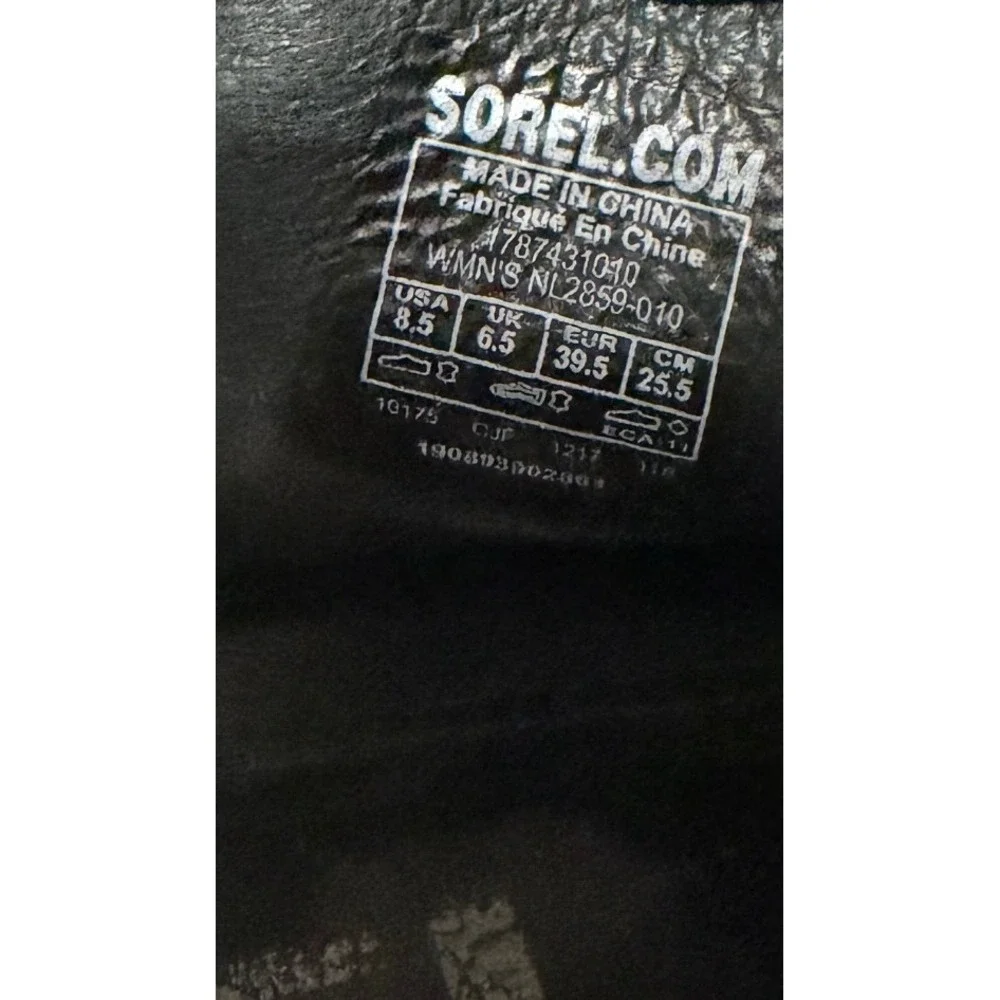 Sorel Joanie II Slingback Wedge Sandal Womens 8.5 Black  Leather Peep Toe